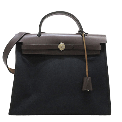 エルメス エールバッグジップPM 黒×ダークブラウン トワルミリタリー×ヴァッシュハンター