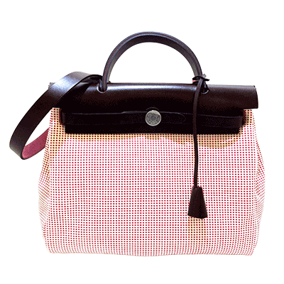 エルメス エールバッグジップPM ルージュセリエ×アイボリー トワルGM×ボックスカーフ