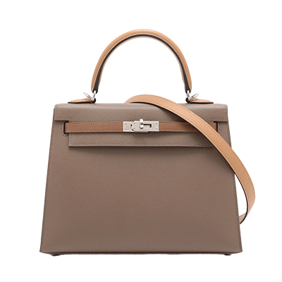 エルメス ケリー25 トリコロール ヴォーエプソン エトゥープ×ビスキュイ×アルザン シルバー
