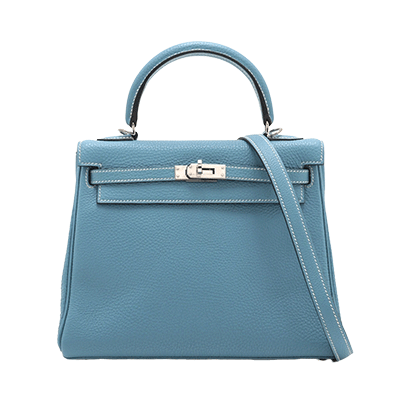 エルメス ケリー25 トゴ ブルージーン シルバー