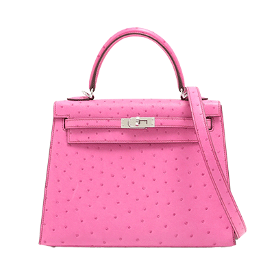 エルメス ケリー25 オーストリッチ フューシャピンク シルバー