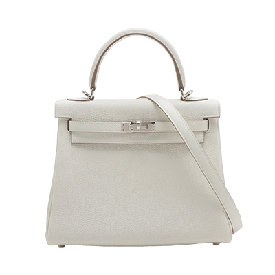 エルメス ケリー25 トゴ 2WAYハンドバッグ マッシュルーム シルバー