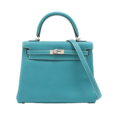エルメス ケリー25 トゴ ブルージーン シルバー