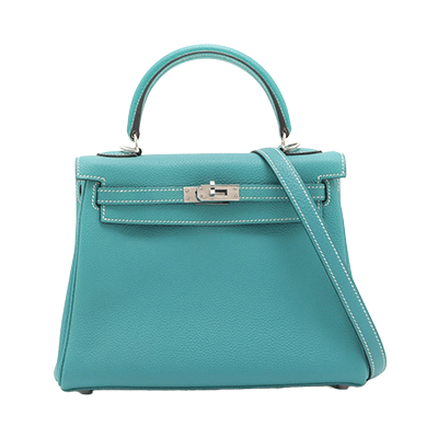 エルメス ケリー25 トゴ ブルージーン シルバー