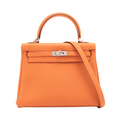エルメス ケリー25 トゴ オレンジポピー シルバー