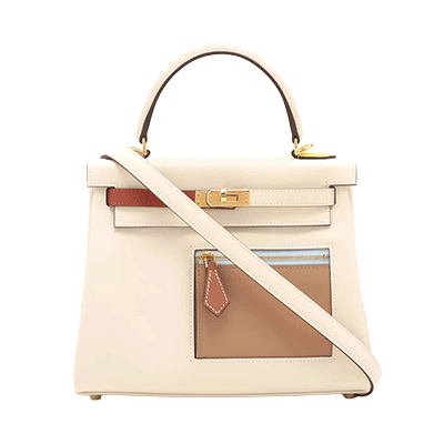 エルメス ケリー25 カラーマティック ヴォースイフト ナタ×キュイーブル×ライム×モーヴシルヴェストル×ブルーブリュム ゴールド