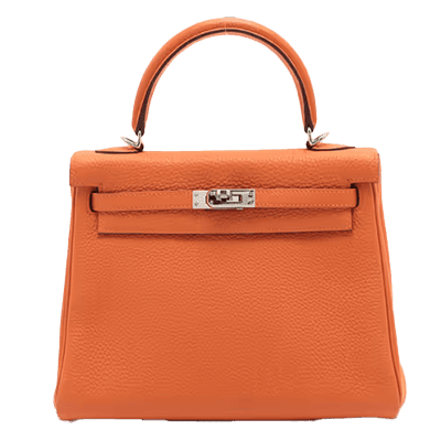 エルメス ケリー25 トゴ オレンジポピー シルバー