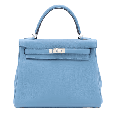 エルメス ケリー25 トリヨンクレマンス 2WAYハンドバッグ アズール シルバー