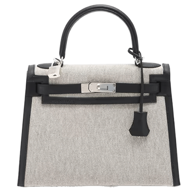 エルメス ケリー28 トワルアッシュ×レザー ブラック シルバー