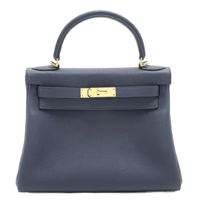 エルメス ケリー28 トゴ ブルーニュイ ゴールド