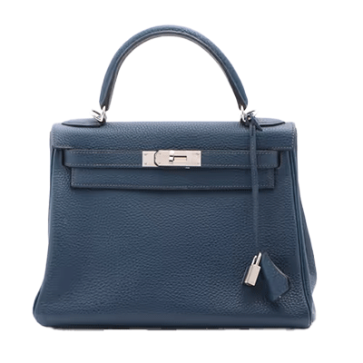 エルメス ケリー28 トゴ ブルードプリュス シルバー