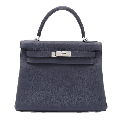 エルメス ケリー28 トゴ ブルーニュイ シルバー