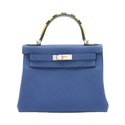 エルメス ケリーギャロップ28 トゴ ブルーエレクトリック シルバー
