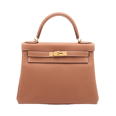 エルメス ケリー28 トゴ ブルーグラシエ シルバー