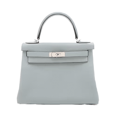 エルメス ケリー28 トゴ ブルーグラシエ シルバー