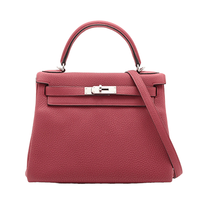 エルメス ケリー28 トゴ ルージュグレナ シルバー
