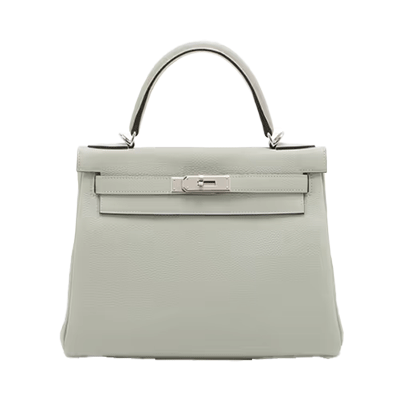 エルメス ケリー28 トゴ グリネヴェ シルバー