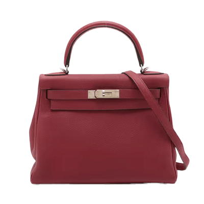 エルメス ケリー28 トゴ ルージュグレナ シルバー