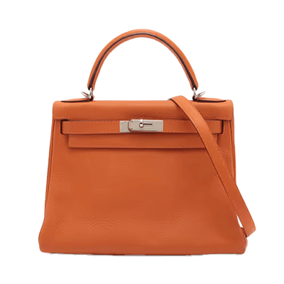 エルメス ケリー28 トリヨンクレマンス オレンジ シルバー
