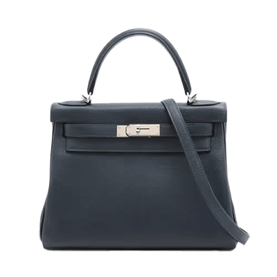 エルメス ケリー28 トゴ ブルーニュイ シルバー