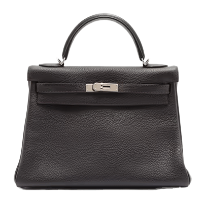 エルメス ケリー32 トゴ プルノワール シルバー