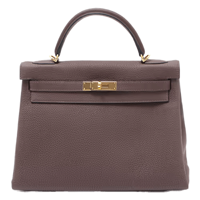 エルメス ケリー32 トゴ 2WAYハンドバッグ カカオ ゴールド