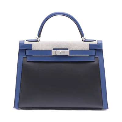 エルメス ケリー32 トワルアッシュベルリンヌ×スイフト ブルー シルバー