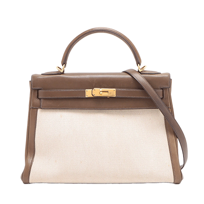 エルメス ケリー32 トワルアッシュ×バレニア ブラウン ゴールド