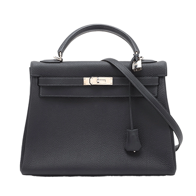 エルメス ケリー32 トゴ ブルーニュイ シルバー