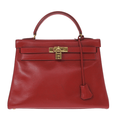エルメス ケリー32 レッド ボックスカーフ