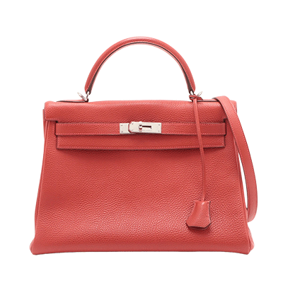 エルメス ケリー32 トゴ ルージュヴィフ シルバー
