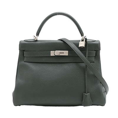 エルメス ケリー32 トゴ ヴェールフォンセ シルバー