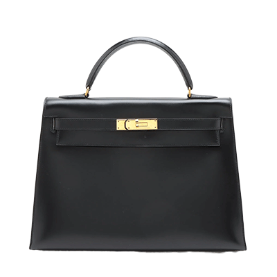エルメス ケリー32 ボックスカーフ ブラック ゴールド
