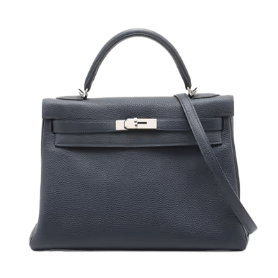 エルメス ケリー32 トゴ ブルーニュイ シルバー