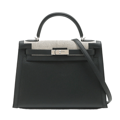 エルメス ケリー32 トワルアッシュベルリンヌ×スイフト ブラック シルバー