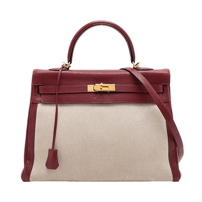 エルメス ケリー35 トワルアッシュ×シェブルミゾル ルージュアッシュ ゴールド