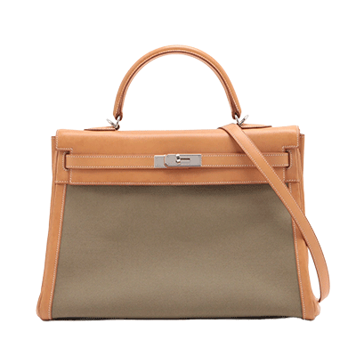 エルメス ケリー35 トワルオフィシエ×バレニア ナチュラル シルバー