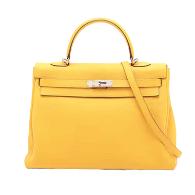 エルメス ケリー35 トゴ ジョーヌドール シルバー