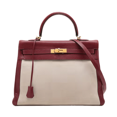 エルメス ケリー35 トワルアッシュ×シェブルミゾル ルージュアッシュ ゴールド