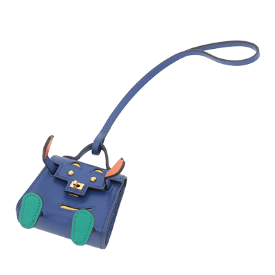エルメス ケリードール チャーム レザー ブルー