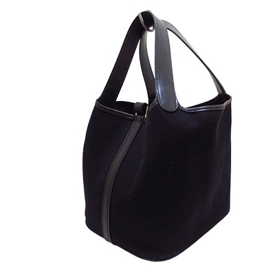 エルメス ピコタンMM 黒 キャンバス×ボックスカーフ