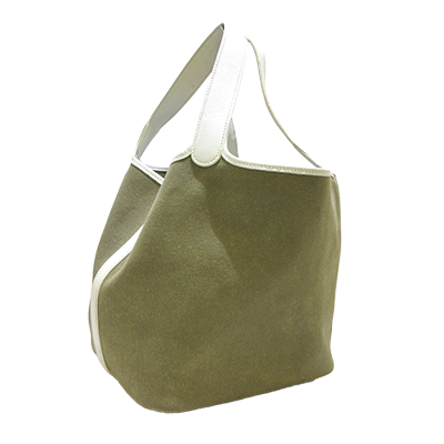 エルメス ピコタンMM カーキ×白 トワルオフィシエ×スイフト