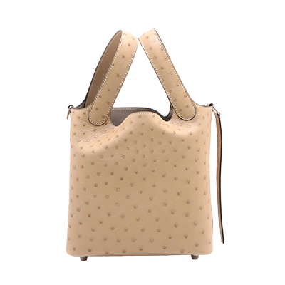 エルメス ピコタンロックPM オーストリッチ トレンチ シルバー