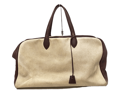 エルメス ボストンバッグ ヴィクトリア50 ベージュ×ダークブラウン トワルアッシュ×トリヨンクレマンス