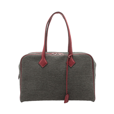 エルメス ヴィクトリア35 トワルアッシュ×トリヨンクレマンス ルージュアッシュ×グレー シルバー