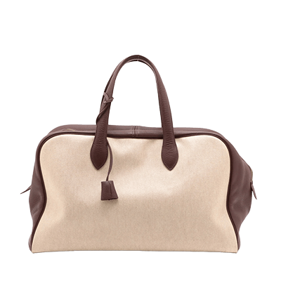 エルメス ヴィクトリア43 トワルアッシュ×レザー ブラウン ゴールド