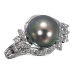 MIKIMOTO ミキモト 8.9mm珠 南洋真珠 ピーコックパール プラチナ リング