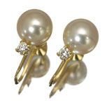 MIKIMOTO ミキモト アコヤ真珠 7.0mm珠 ダイヤ イヤリング K18YG