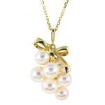 MIKIMOTO ミキモト 7Pブドウモチーフ パールネックレス/K18YG