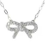 MIKIMOTO ミキモト リボンモチーフ 30Pダイヤモンドネックレス/K18WG